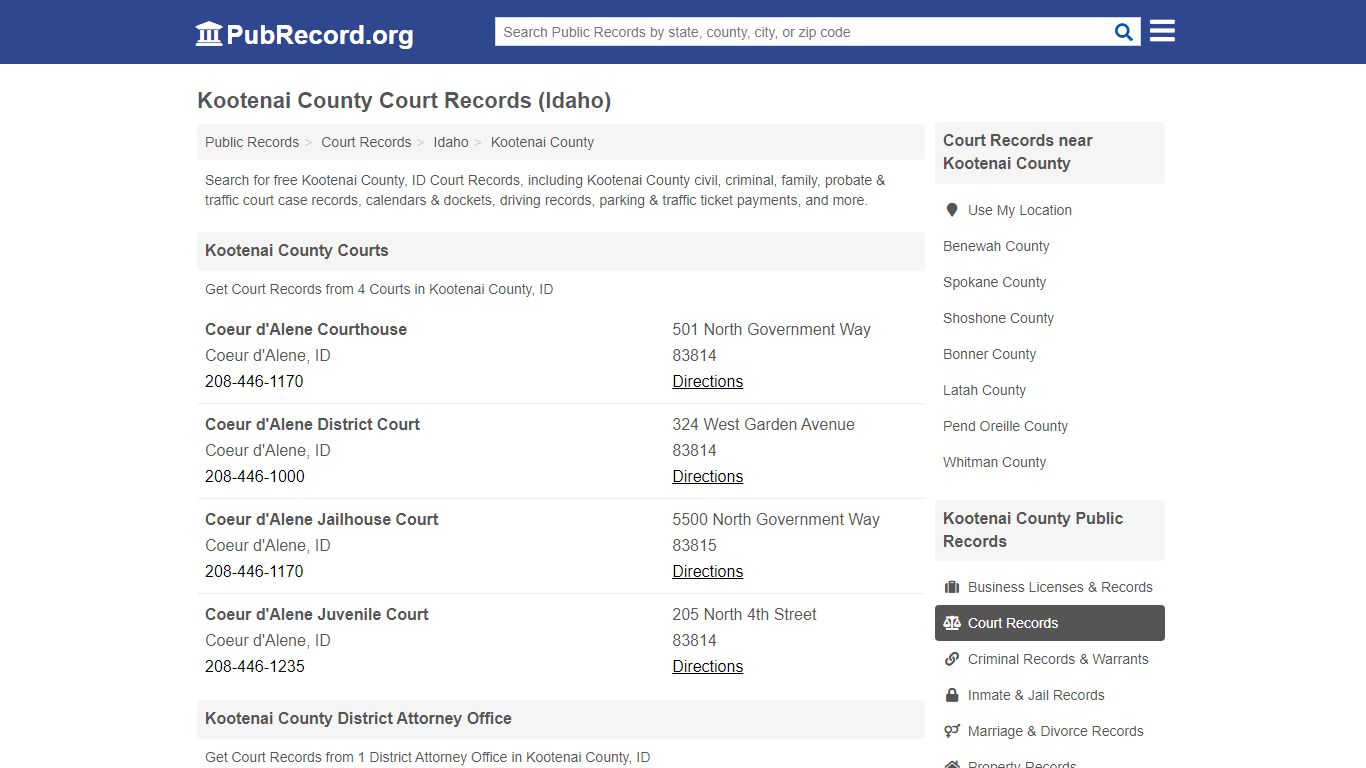 Free Kootenai County Court Records (Idaho Court Records) - PubRecord.org